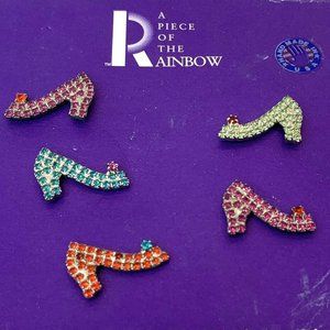 Set of 5 Rhinestone Shoes Scatter Pins A Piece of the Rainbow by Dorothy Bauer